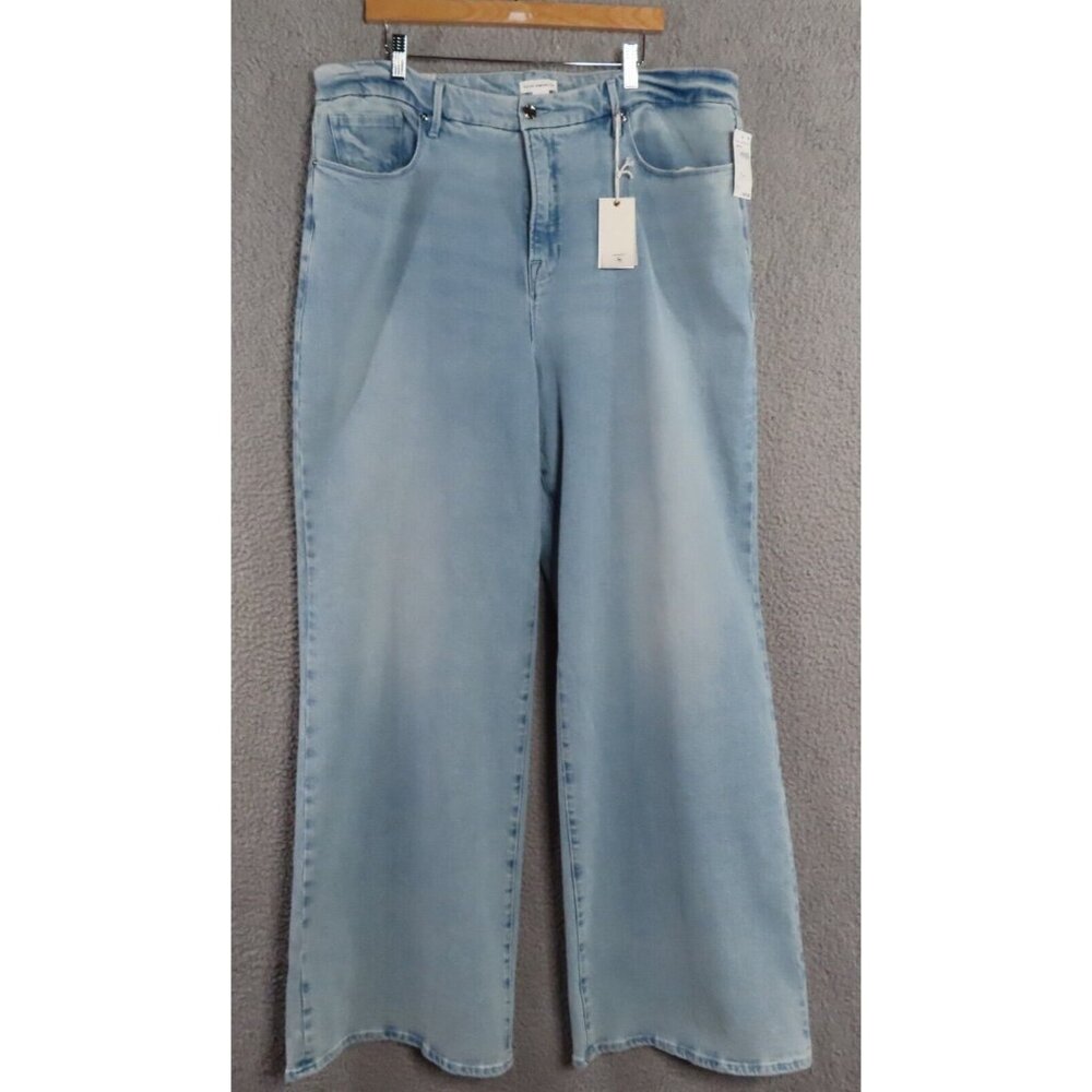 Good American Jeans Womens 20 Good Waist Palazzo High Rise Wide Leg Stretch NEW